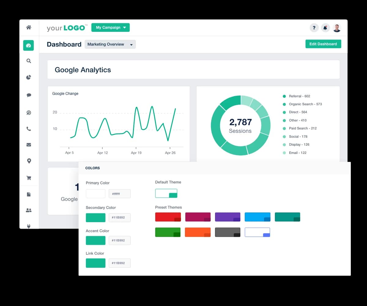 white labeled marketing dashboard color selector example  white labeled marketing dashboard color selector example