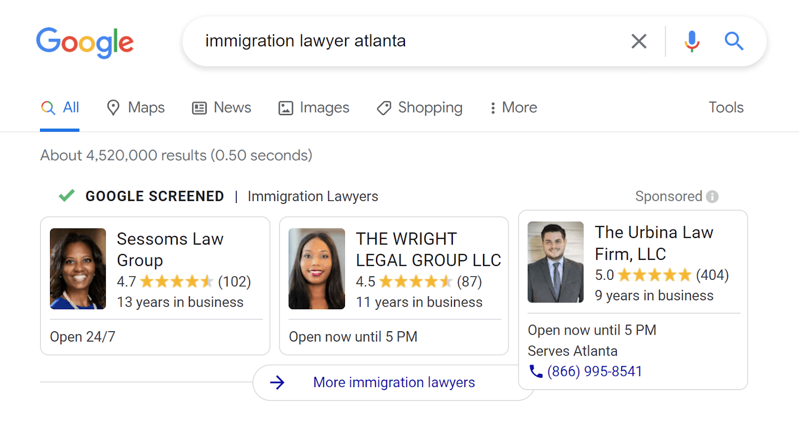 Google Screened Example Search Result Google Screened Example Search Result