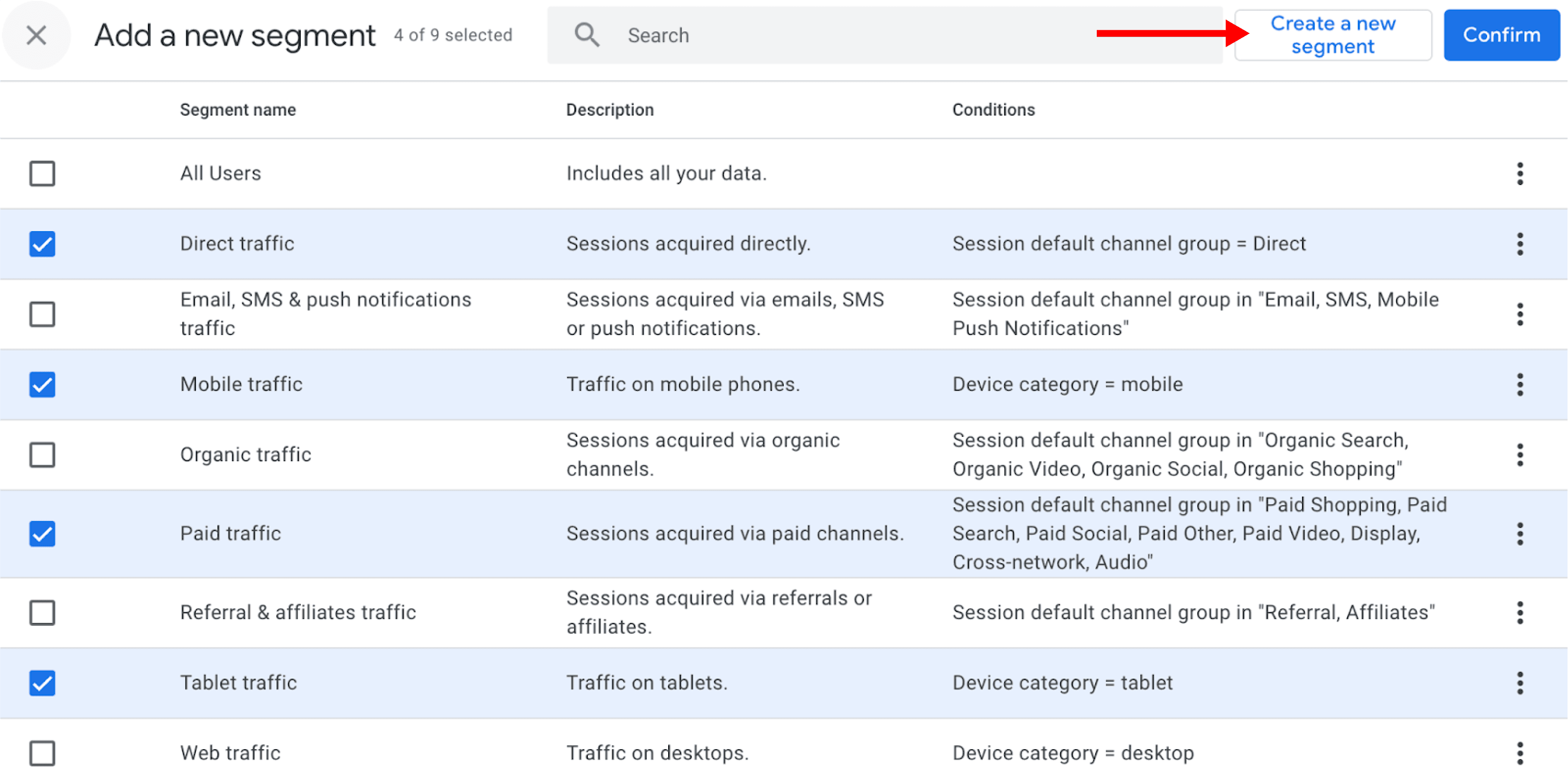 GA4 create a new segment GA4 create a new segment