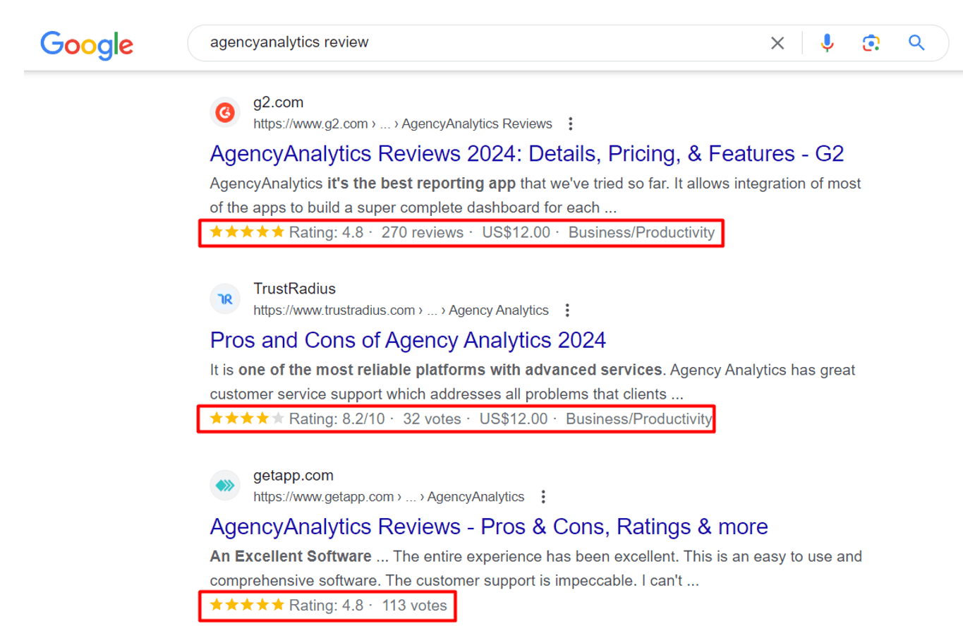 Google SERP example rich results Google SERP example rich results