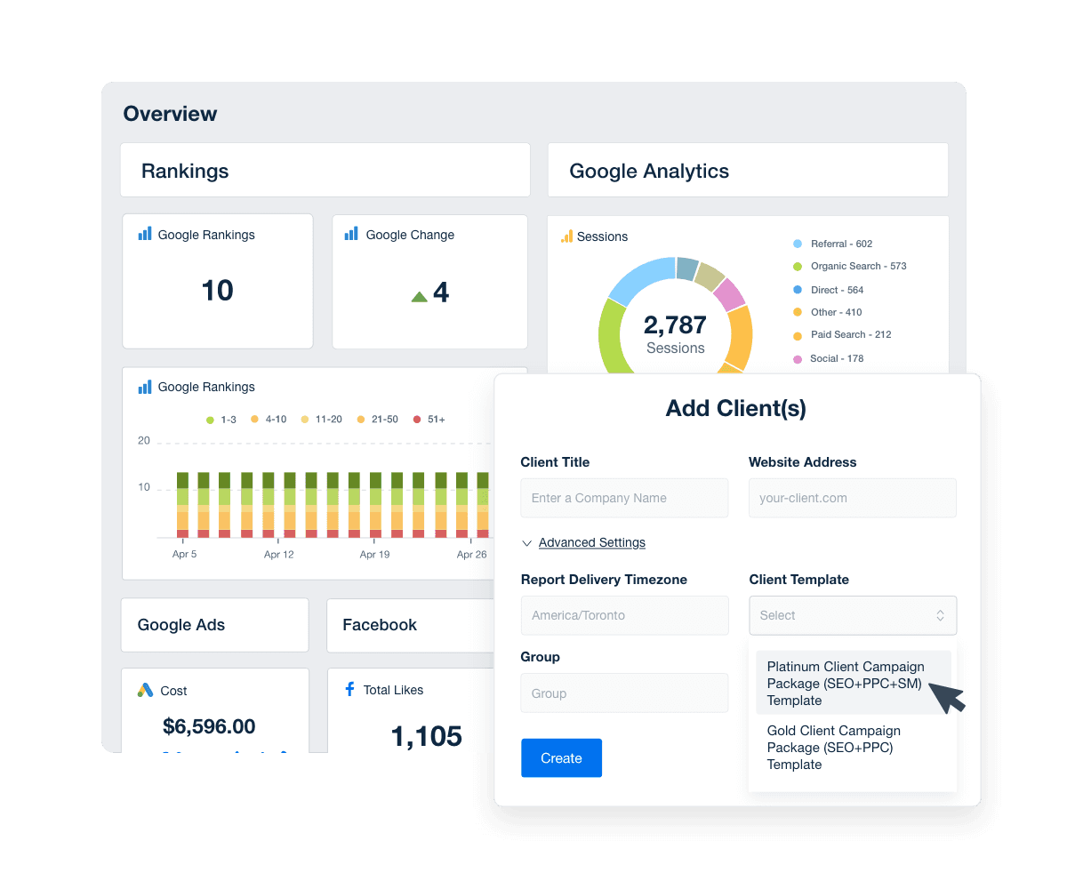 An image showing how easy it is to streamline client onboarding using agency-level dashboard templates
