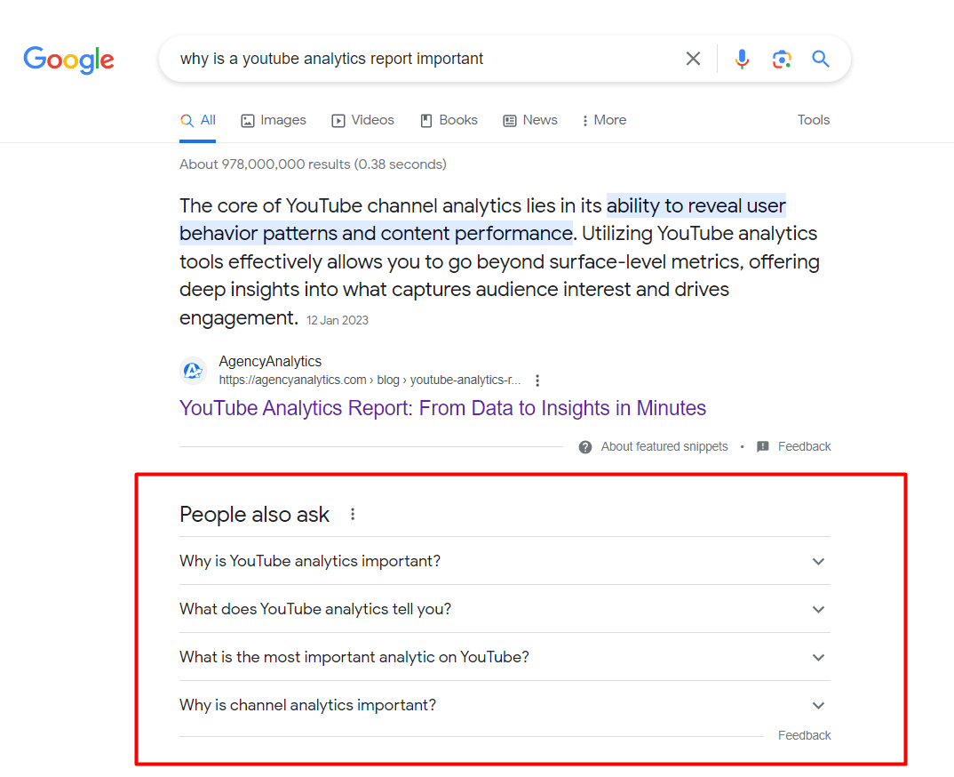 Google SERP example of people also ask section Google SERP example of people also ask section