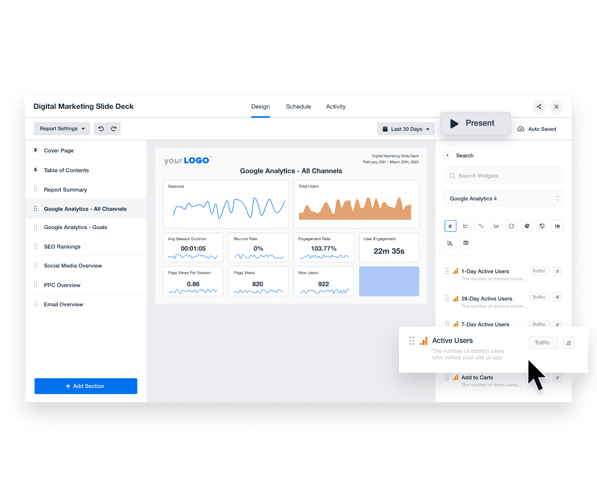 How marketing agencies easily create slide deck automated marketing reports to present to clients