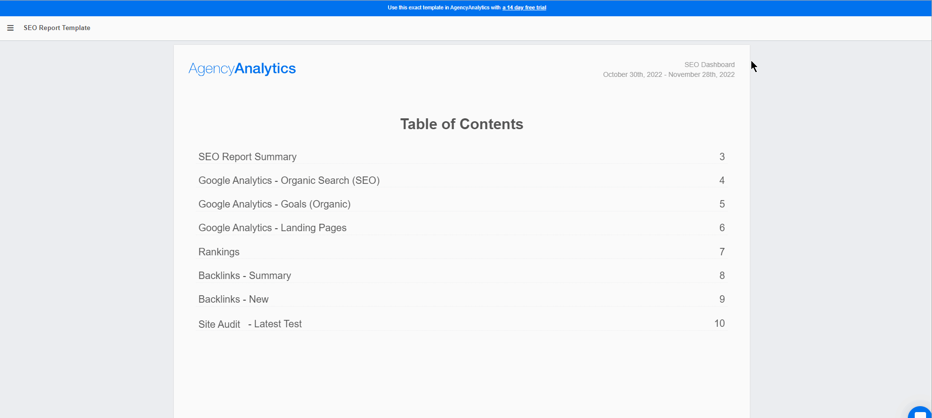 AgencyAnalytics SEO Report Template AgencyAnalytics SEO Report Template
