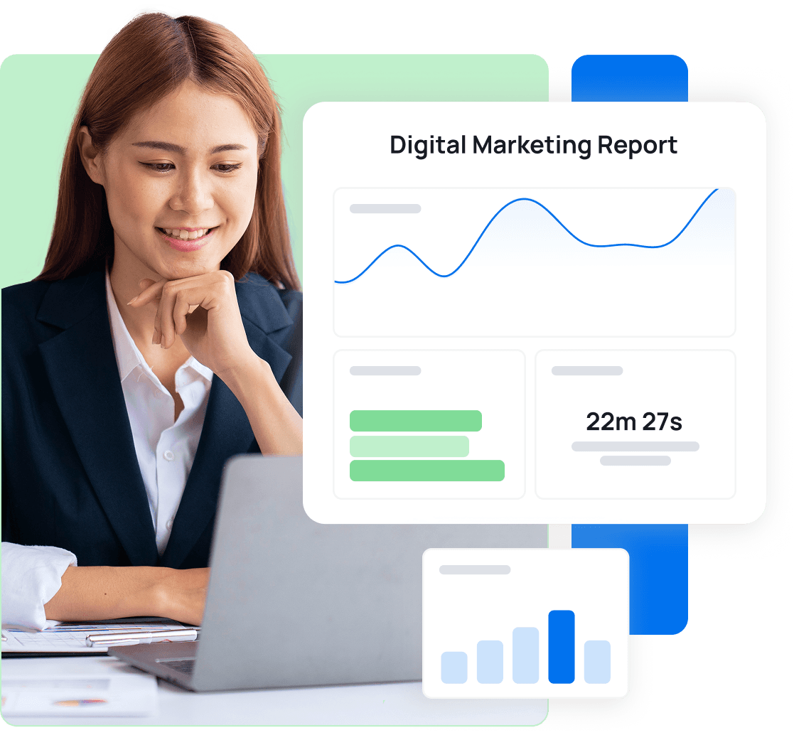 Illustration of a marketing agency using digital marketing reporting software