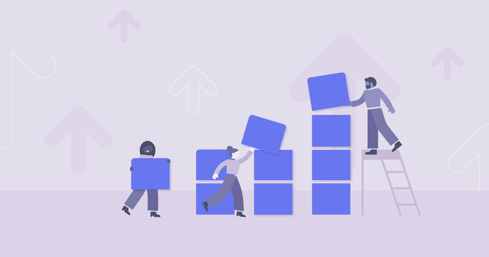 Marketing Agency Management Insights | 2023 Benchmarks Report image of marketing agency owners building growth together represented by blocks representing agency benchmarks